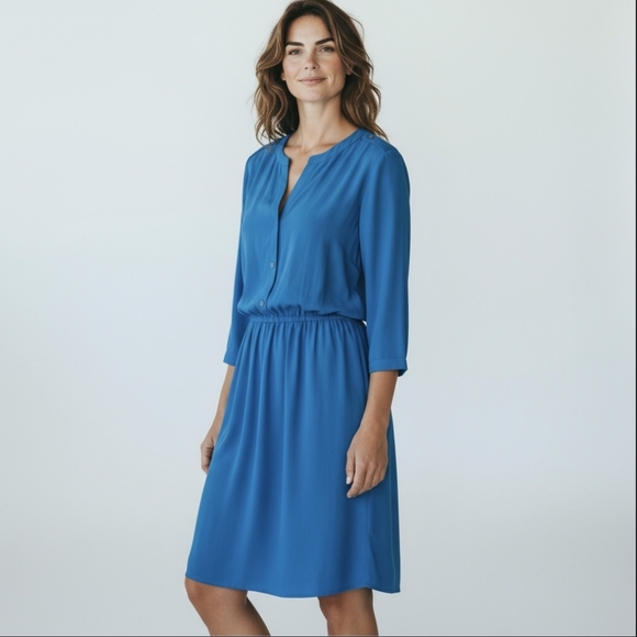 Banana Republic Teal blue Lightweight Casual Button-Up Dress Plus Size 14 - Picture 1 of 10